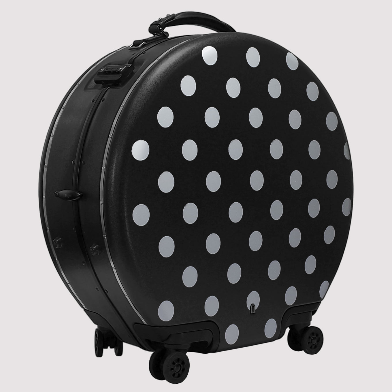 OOKONN Round 24" Check-in Luggage, Monogram Polka Dot