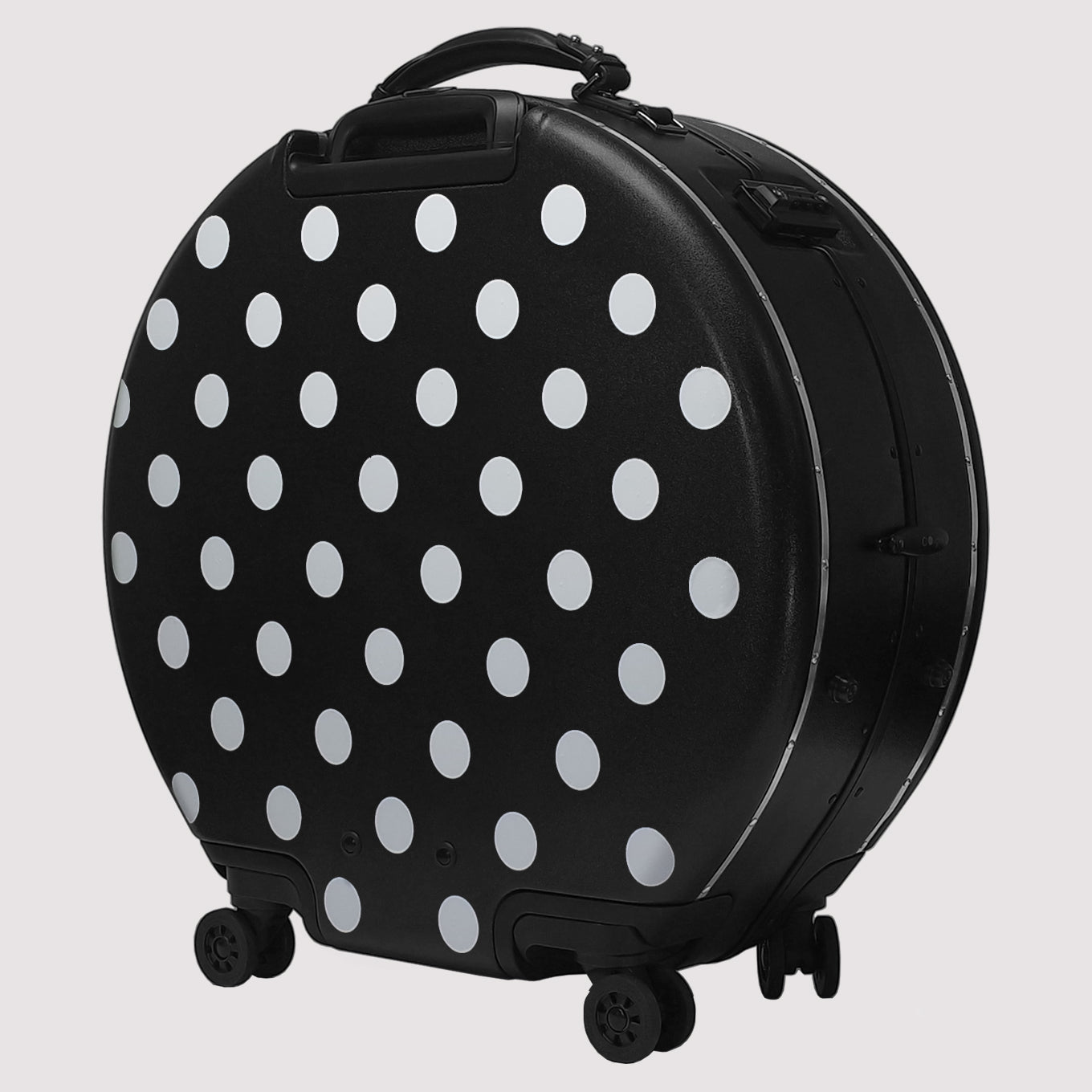 OOKONN Round 24" Check-in Luggage, Monogram Polka Dot