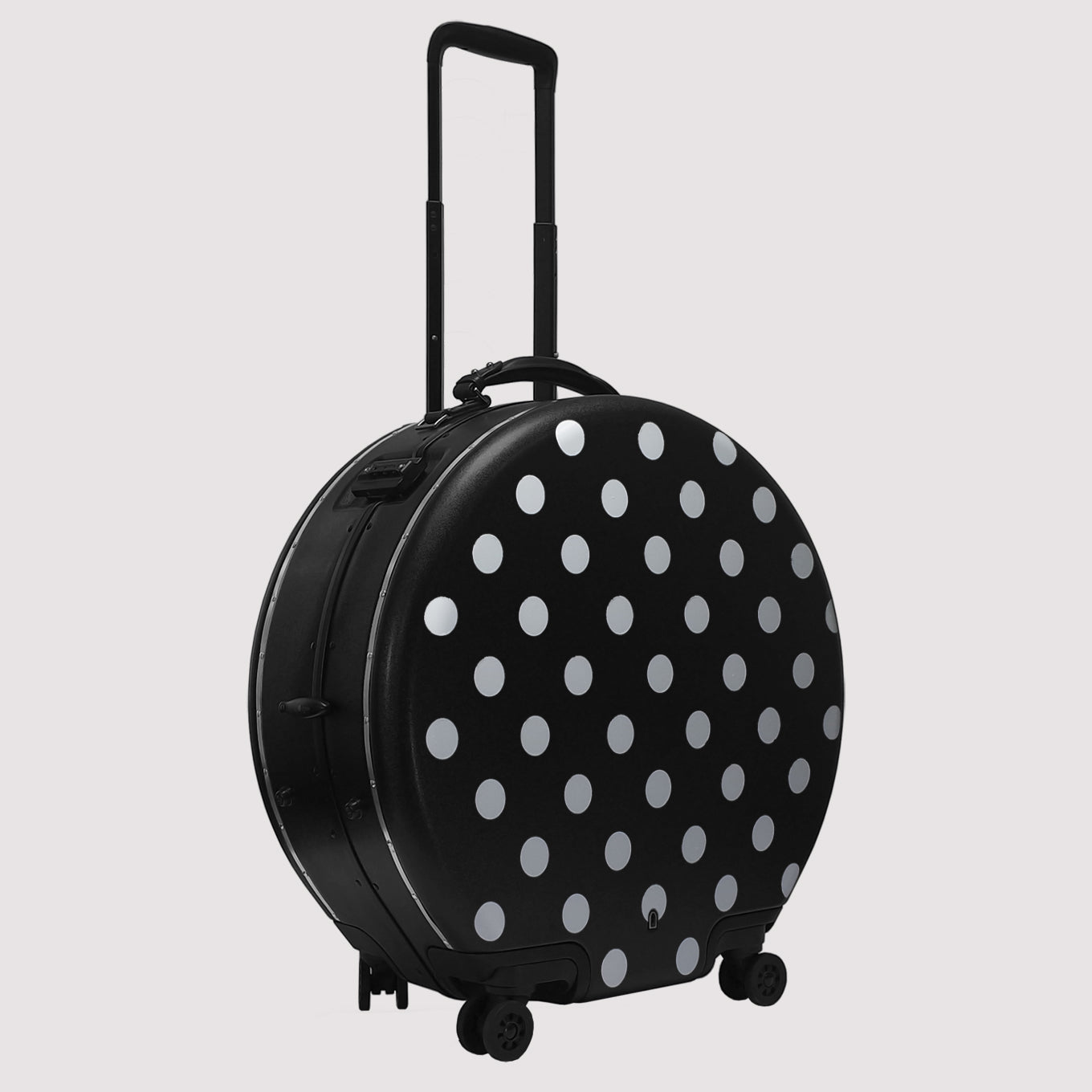OOKONN Round 24" Check-in Luggage, Monogram Polka Dot