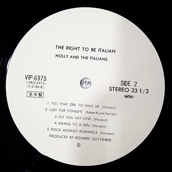 Holly And The Italians : The Right To Be Italian (LP, Album, Promo)