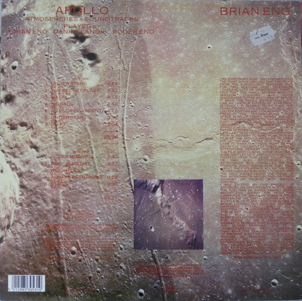 Brian Eno With Daniel Lanois & Roger Eno : Apollo - Atmospheres & Soundtracks (LP, Album, RE)