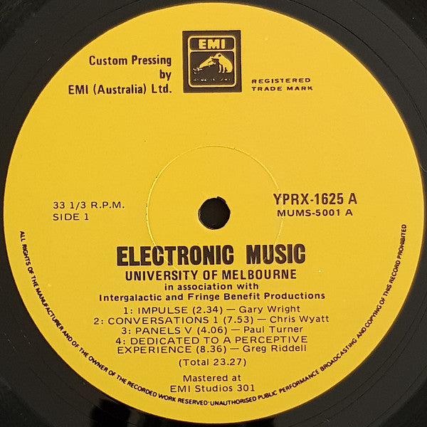 Various : Electronic Music University Of Melbourne (LP, Album)