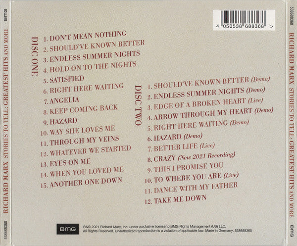 Richard Marx : Stories To Tell: Greatest Hits And More (CD, Comp + CD, Album)