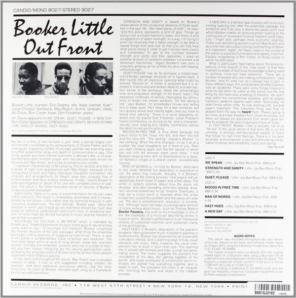 Booker Little : Out Front (LP, Album, RE, RM)