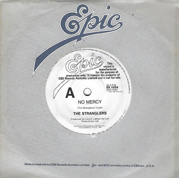 The Stranglers : No Mercy (7", Promo)