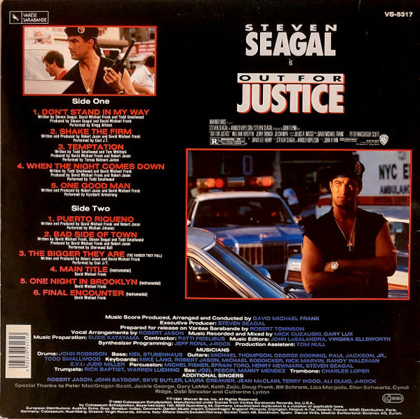 Various : Out For Justice (Original Motion Picture Soundtrack) (LP)