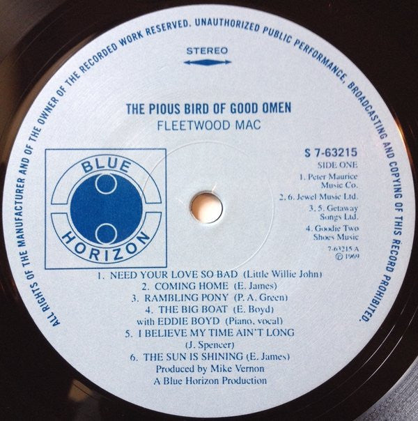 Fleetwood Mac : The Pious Bird Of Good Omen (LP, Comp, RE, 180)