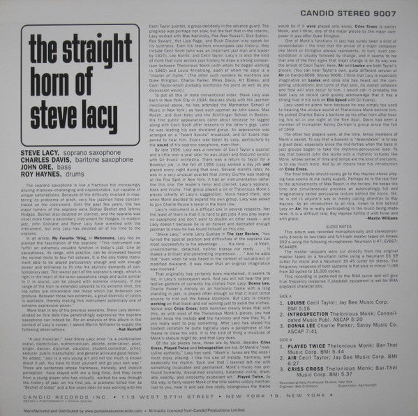 Steve Lacy : The Straight Horn Of Steve Lacy (LP, Album, Ltd, RE)