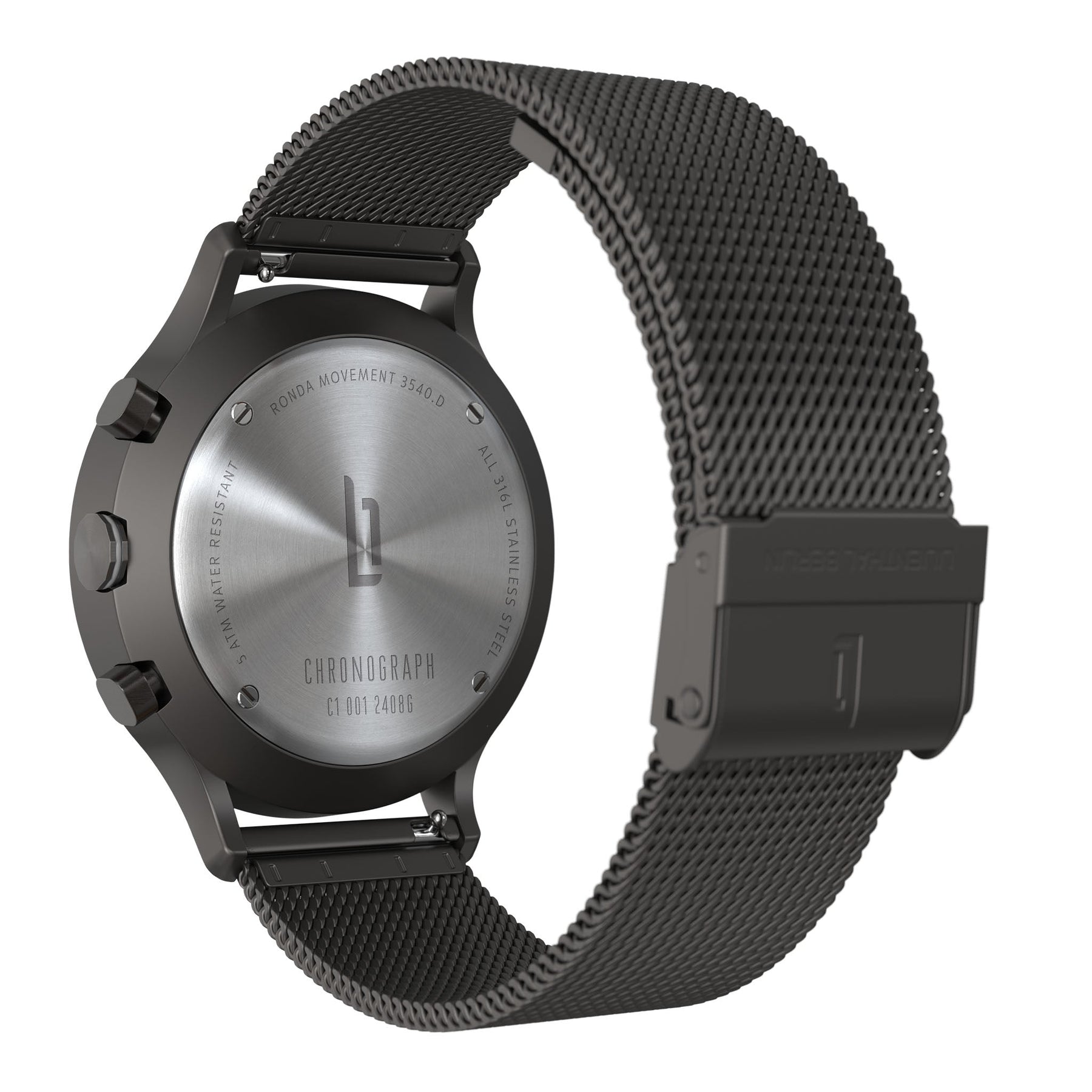 Chronograph, Dark Silver White/ Stainless Steel Strap
