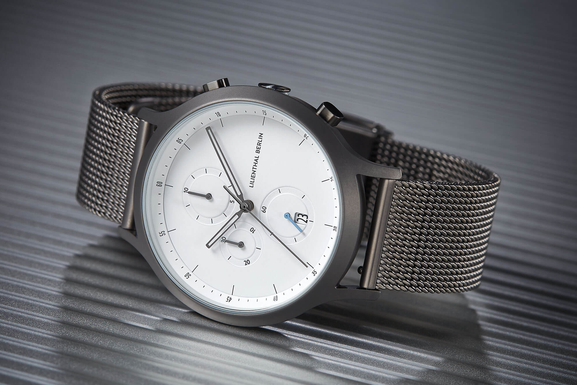 Chronograph, Dark Silver White/ Stainless Steel Strap