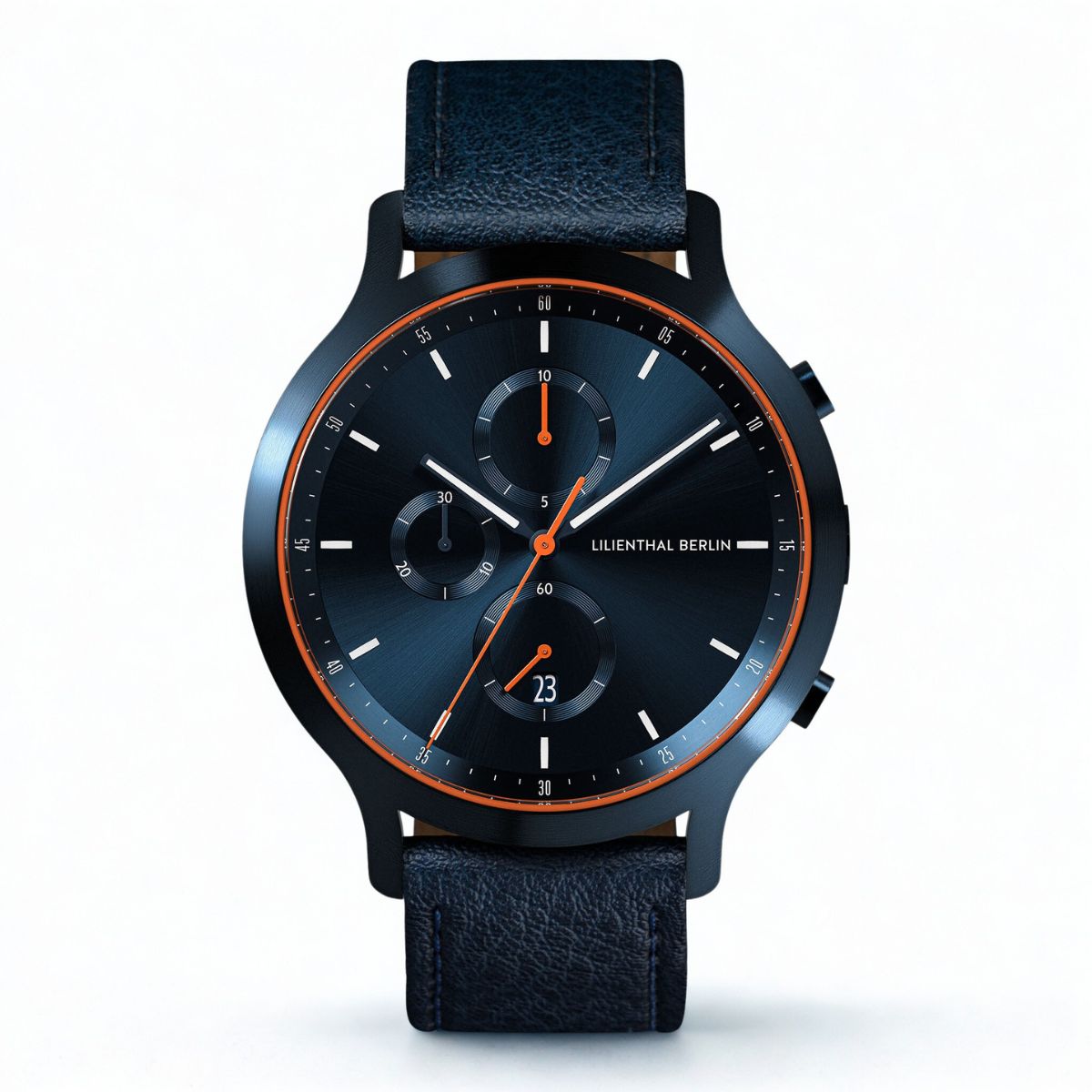 Chronograph, Blue Orange Leather Strap