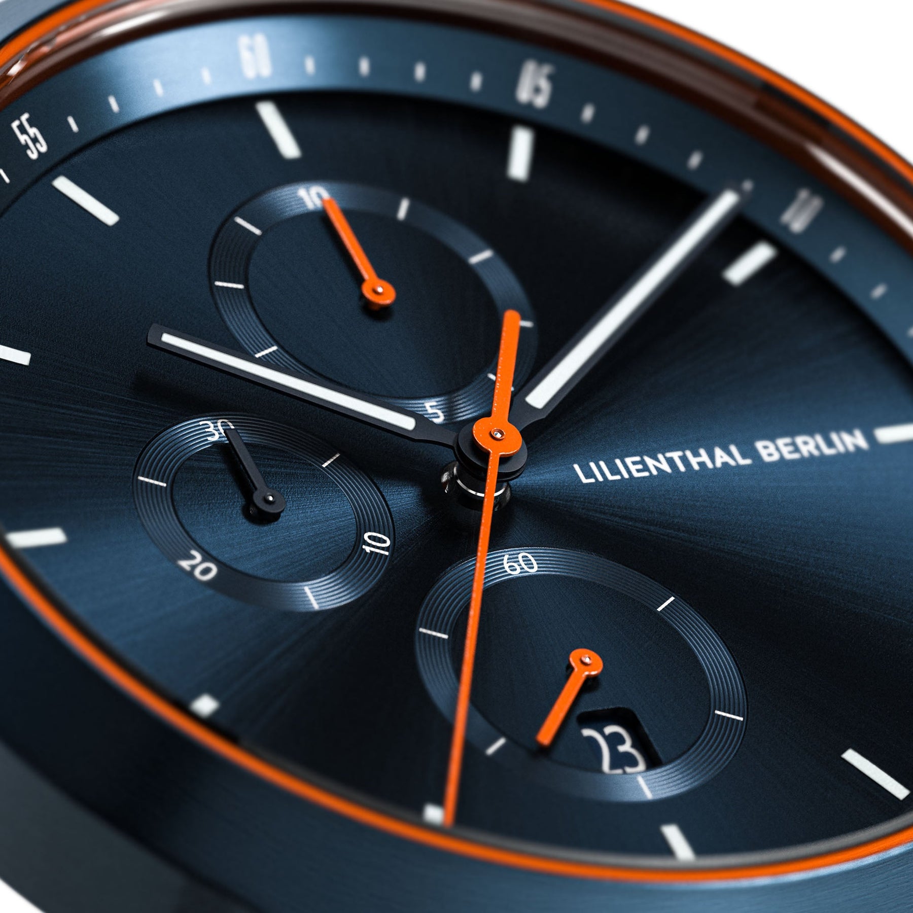 Chronograph, Blue Orange Leather Strap