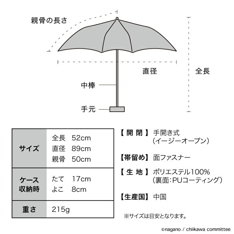 Chiikawa x Wpc. 100% UV Protection Parasol Mini Umbrella, Patchwork Off-white