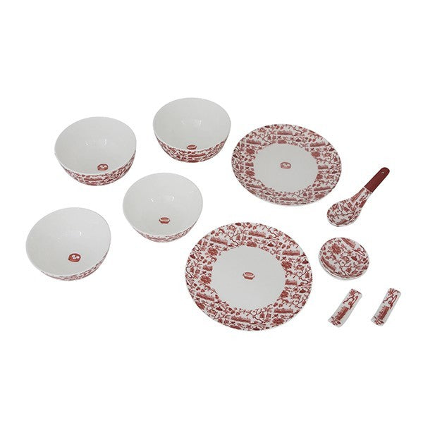 Hong Kong Toile Chinese Dining (Set For 2), Red by Faux | Young Soy - Wake Concept Store