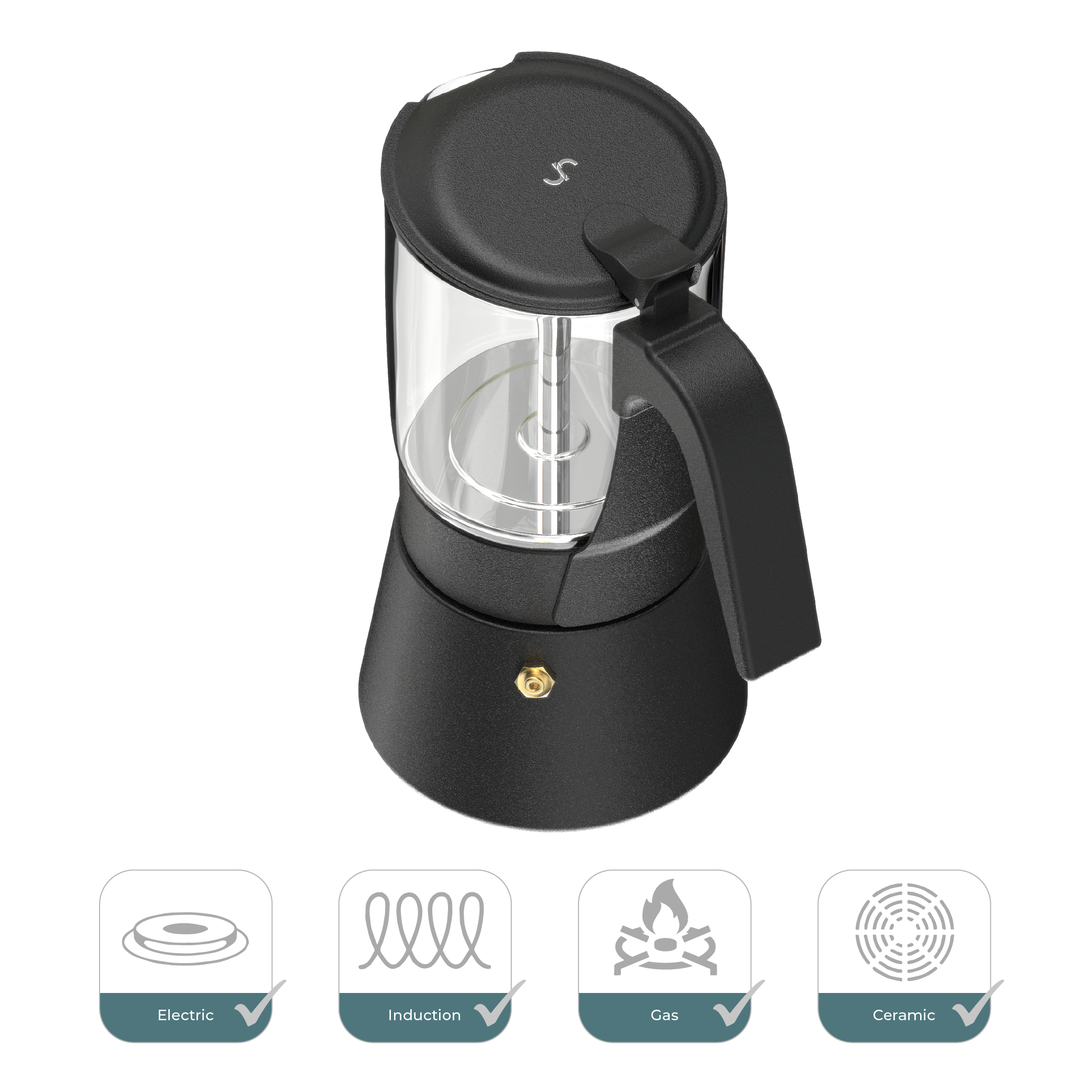 ClearBrew Moka Pot, Black