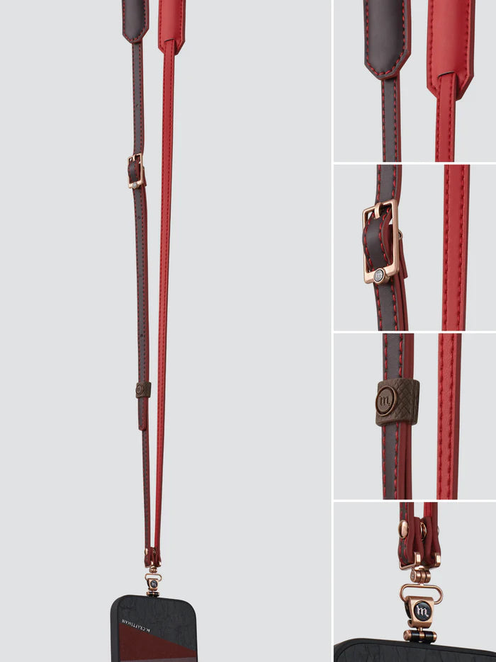 Planeta Microfibre Leather Crossbody Phone Strap, Brown Red | M.Craftsman - Wake Concept Store