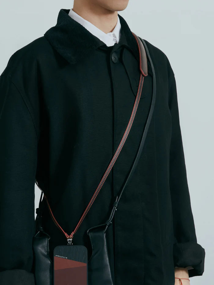 Planeta Microfibre Leather Crossbody Phone Strap, Brown Red | M.Craftsman - Wake Concept Store