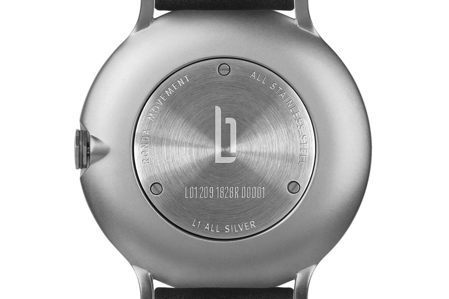 Lilienthal 1, All Silver Small/ Black Leather Strap