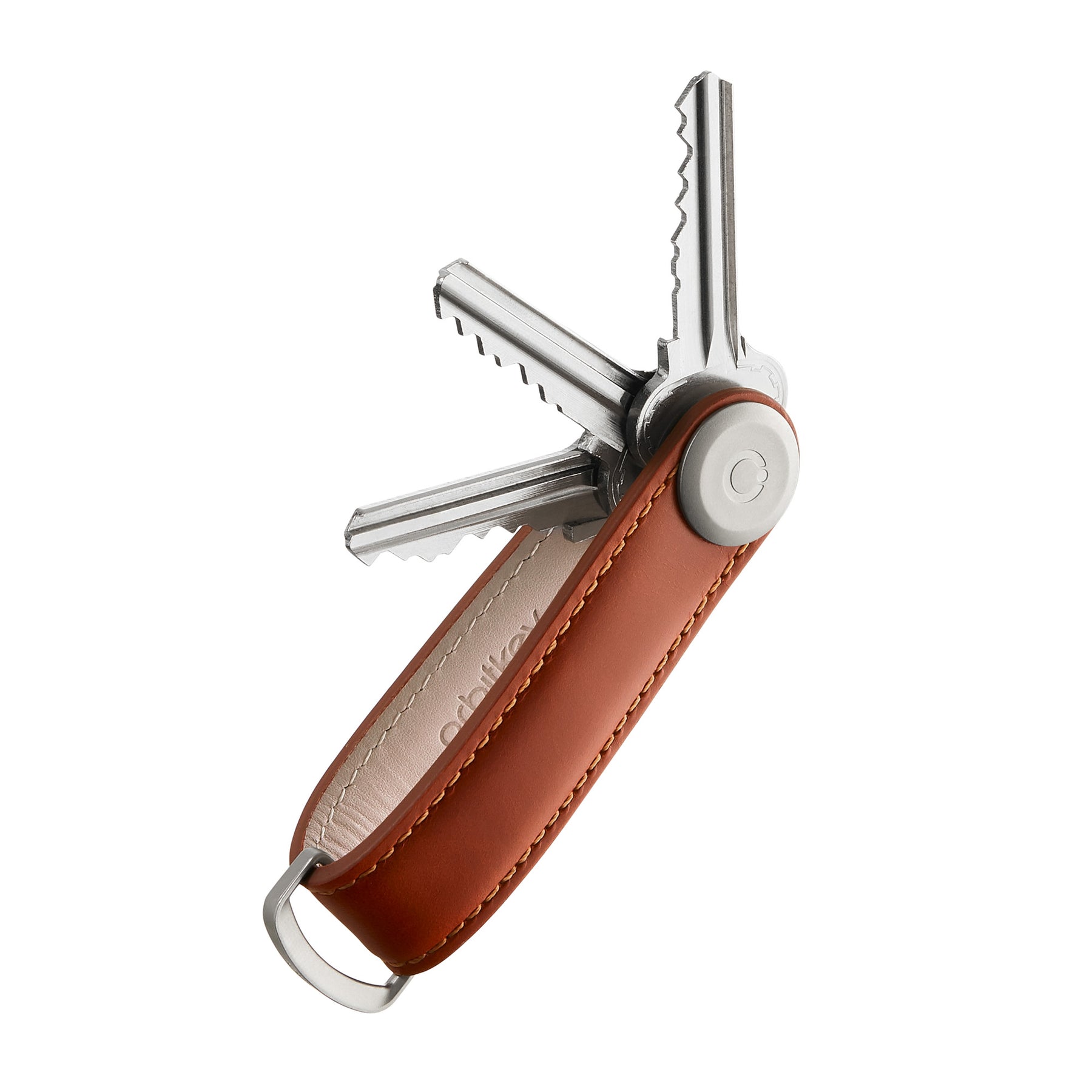 Leather Key Organiser, Cognac with Tan Stitching | Orbitkey - Wake Concept Store