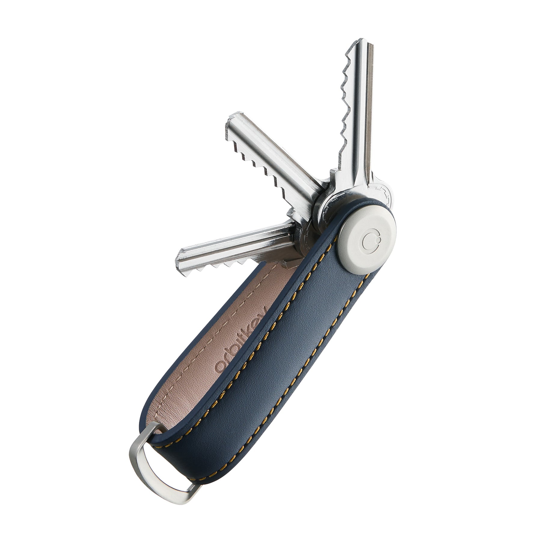 Leather Key Organiser, Navy with Tan Stitching | Orbitkey - Wake Concept Store