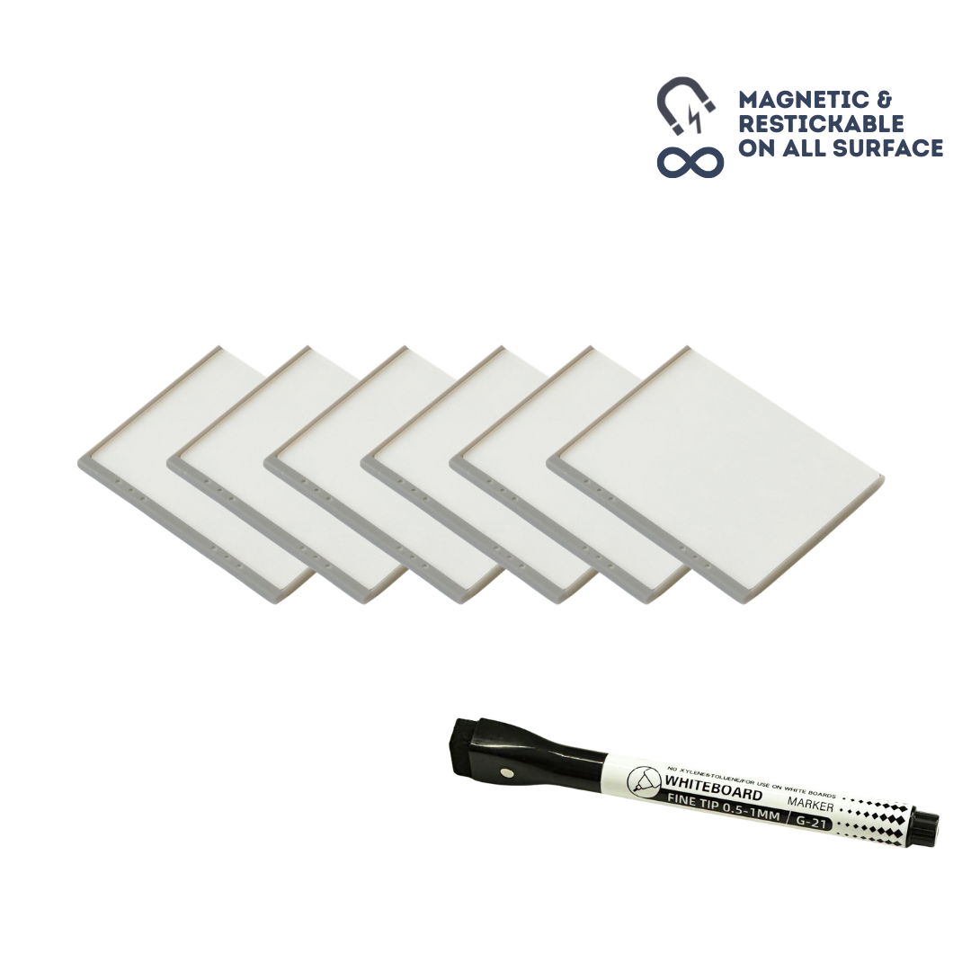 M NOTE (M) Reusable Sticky Notes, 6-Pack Set