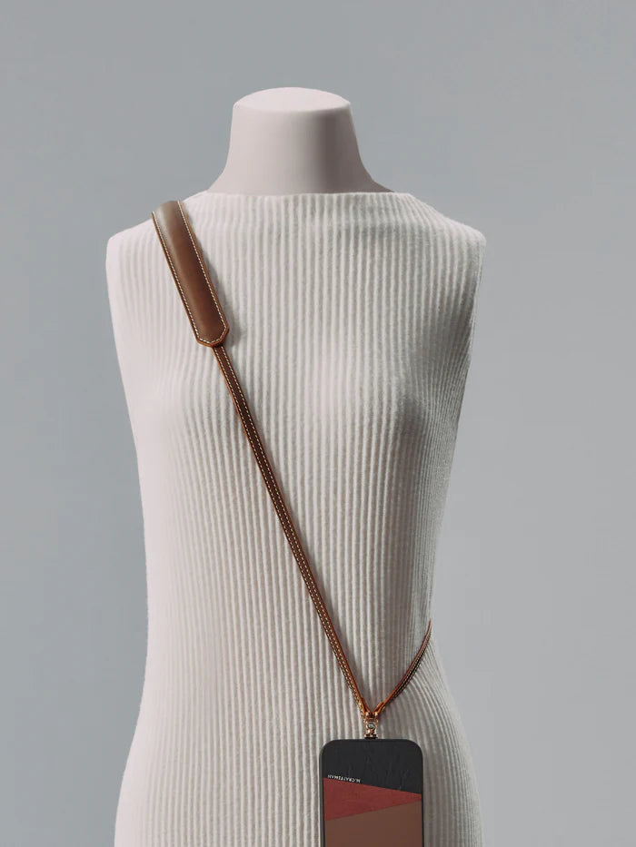 Planeta Microfibre Leather Crossbody Phone Strap, Light Brown | M.Craftsman - Wake Concept Store