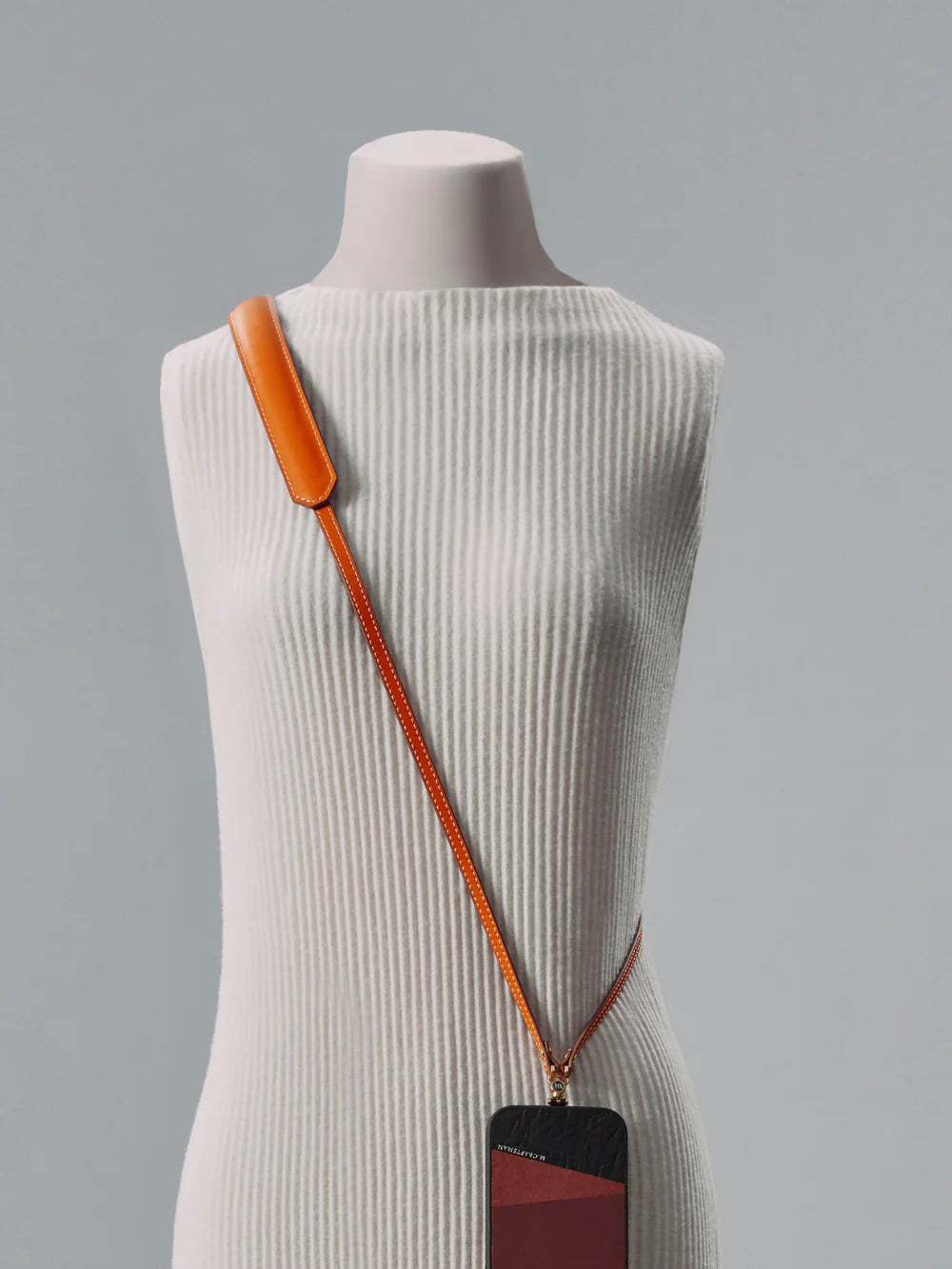 Planeta Genuine Leather Crossbody Phone Strap, Orange | M.Craftsman - Wake Concept Store