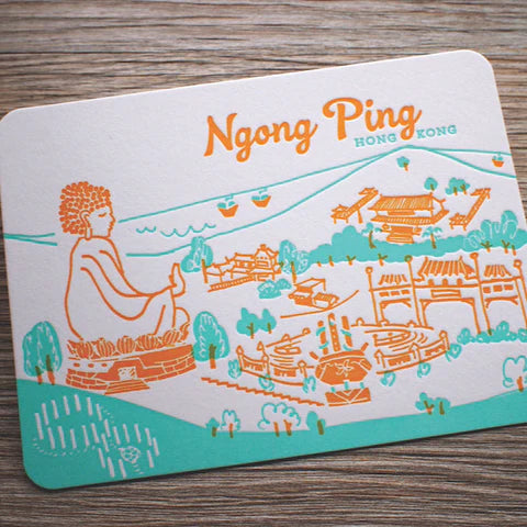 Hong Kong District Letterpress Postcard