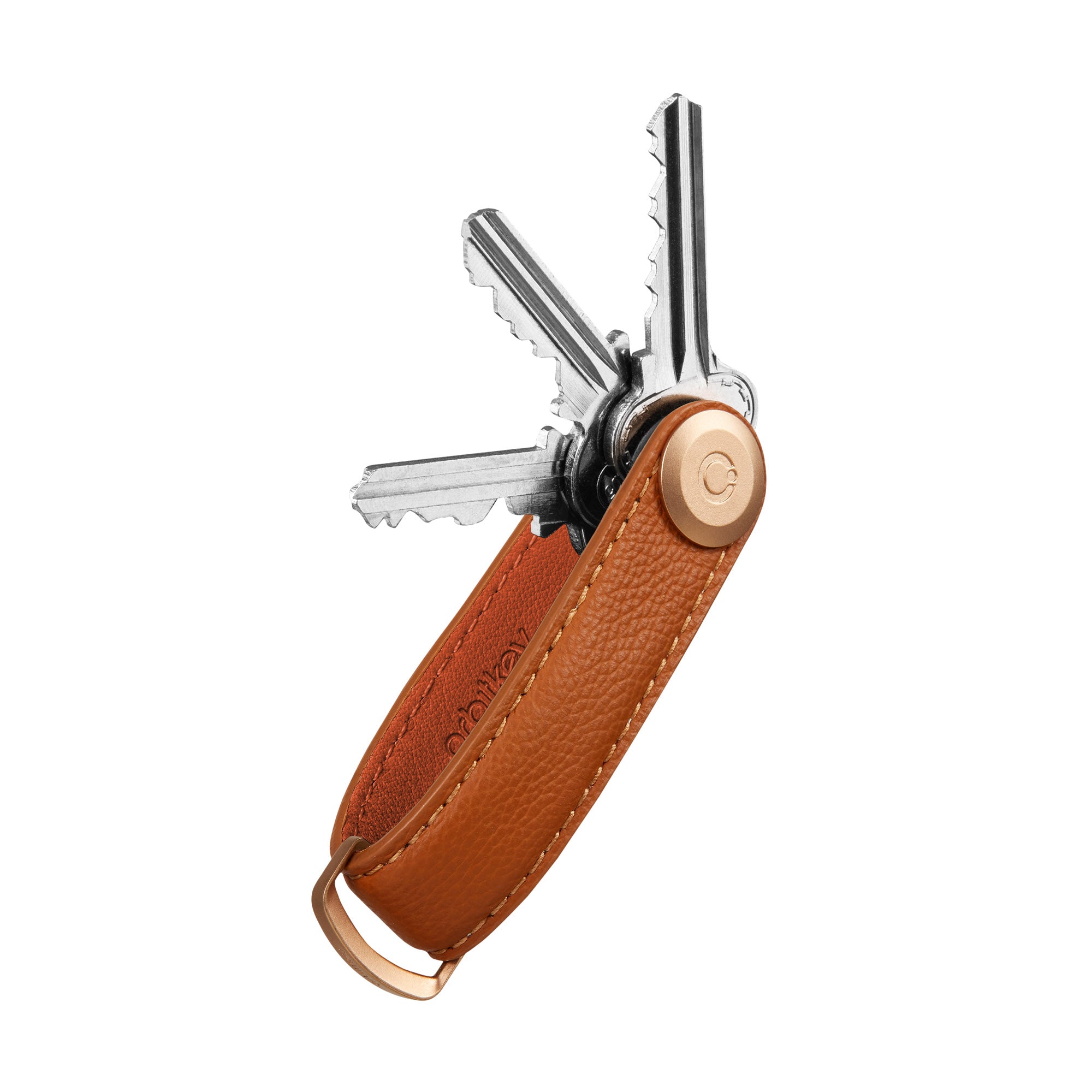 Pebbled Leather Key Organiser, Amber | Orbitkey - Wake Concept Store