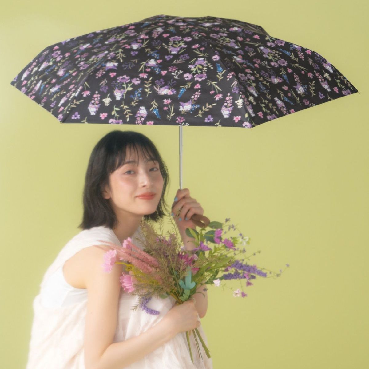 Sanrio Kuromi x Wpc. 100% UV Protection Parasol Mini Umbrella, Charcol
