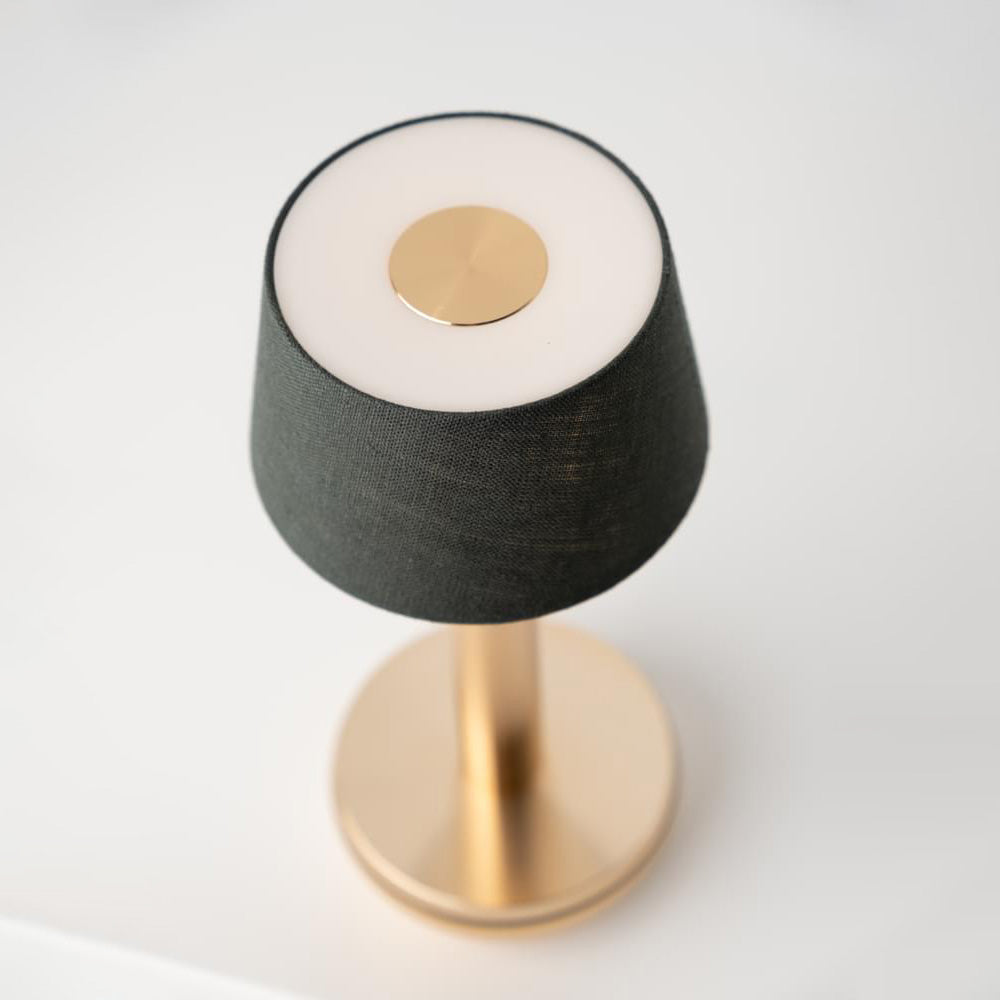 Two Gold / Emerald Linen Cordless Table Lamp | Humble - Wake Concept Store