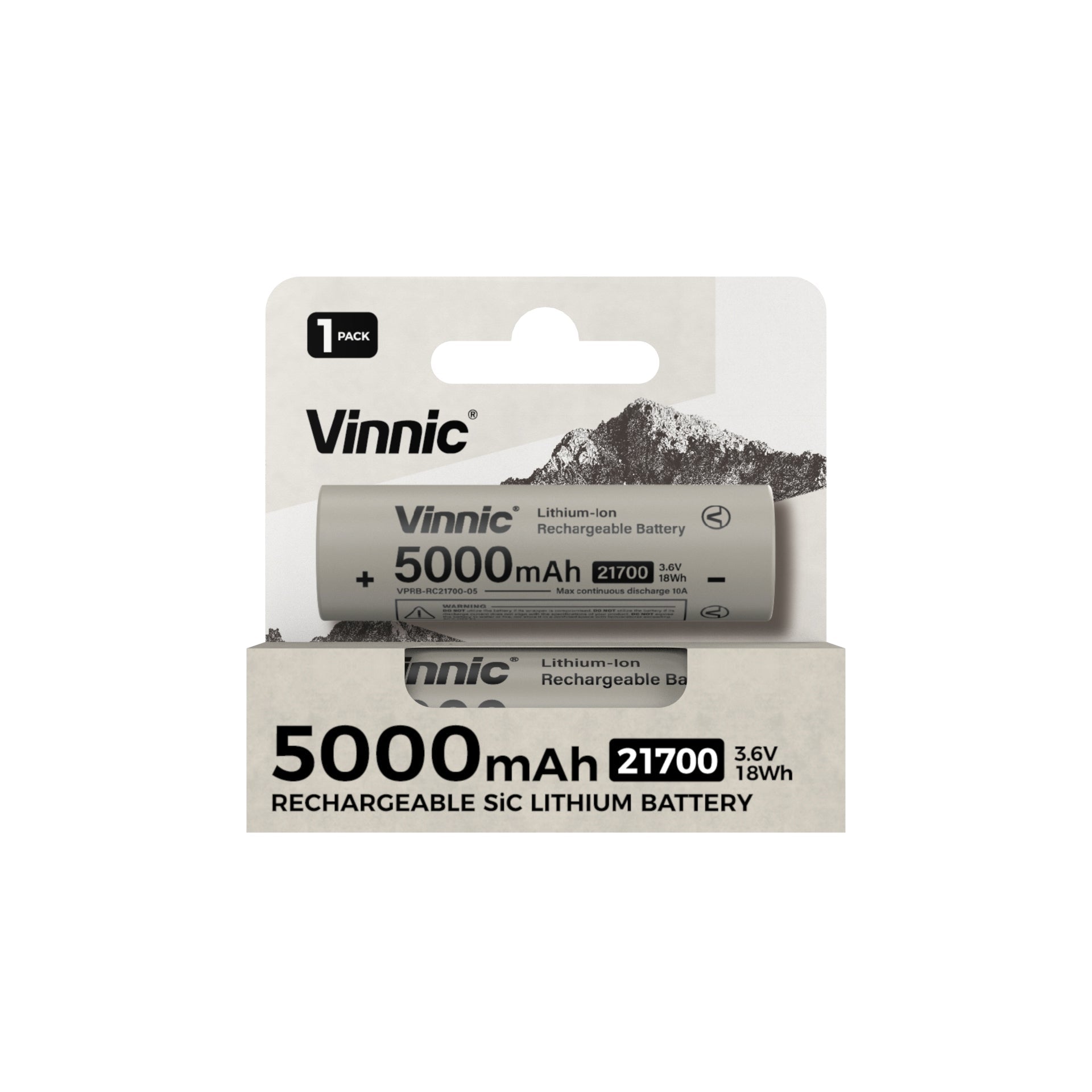 21700 Rechargeable Lithium Battery, Single Pack