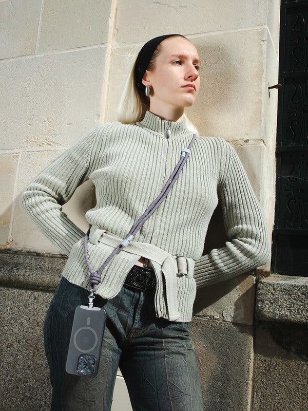 Yoggle Power Click Charging Cable & Crossbody Phone Strap, Purple Blue