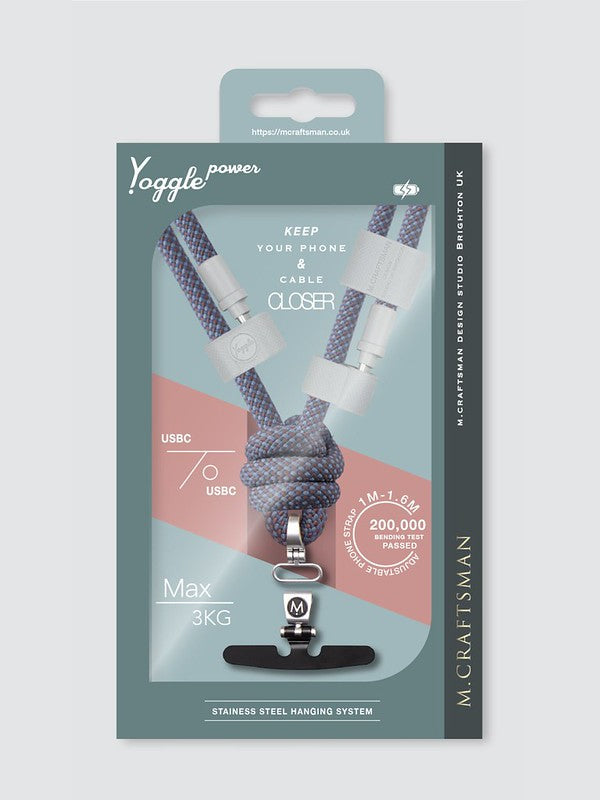 Yoggle Power Click Charging Cable & Crossbody Phone Strap, Purple Blue