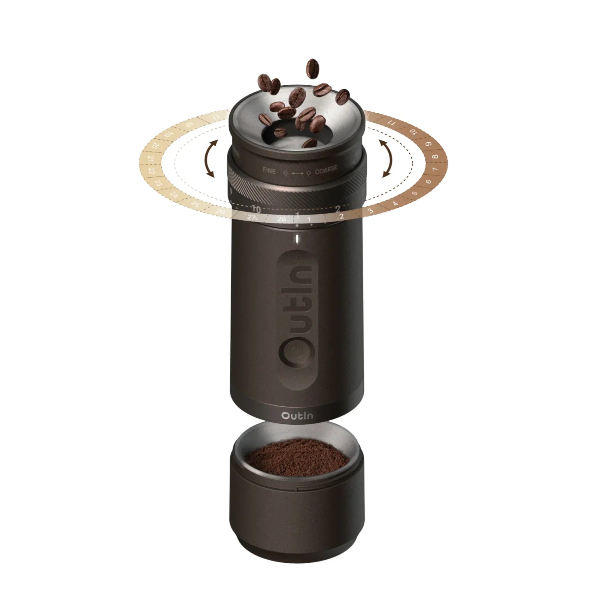 Fino Portable Electric Coffee Grinder, Tundra Brown