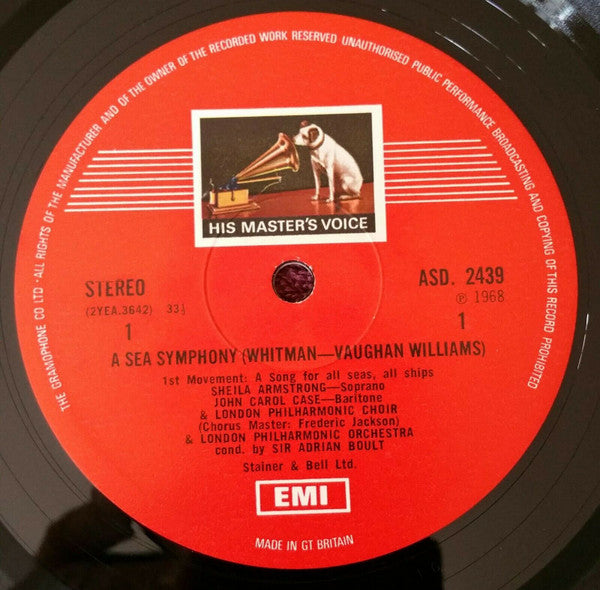 Ralph Vaughan Williams : A Sea Symphony/The Wasps (2xLP, Album)