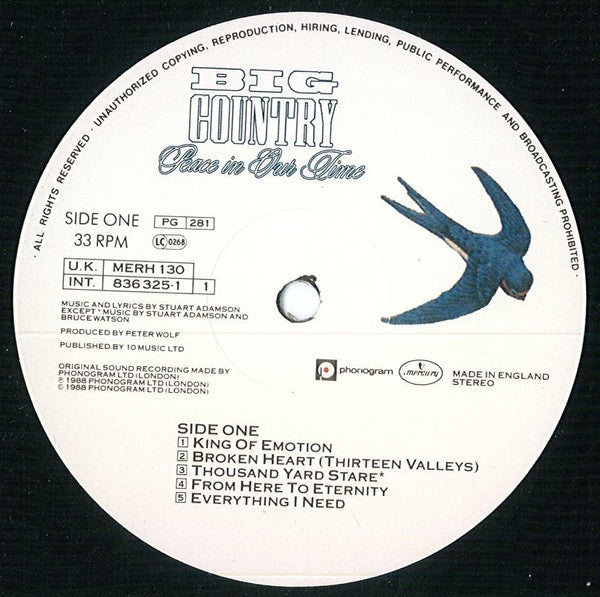 Big Country : Peace In Our Time (LP, Album)
