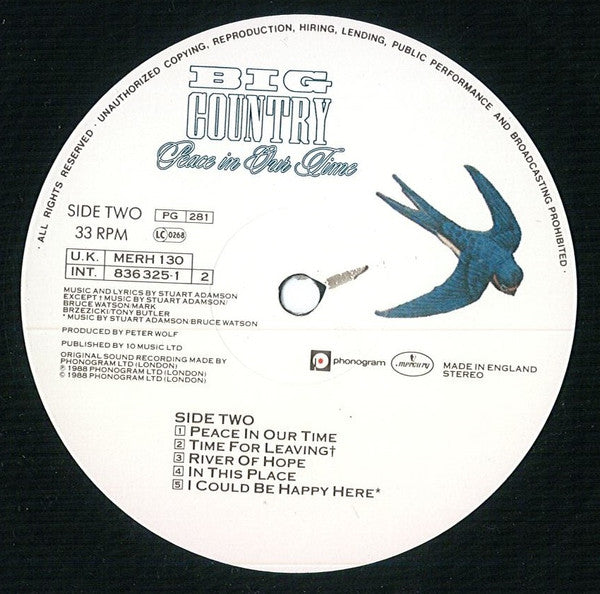 Big Country : Peace In Our Time (LP, Album)