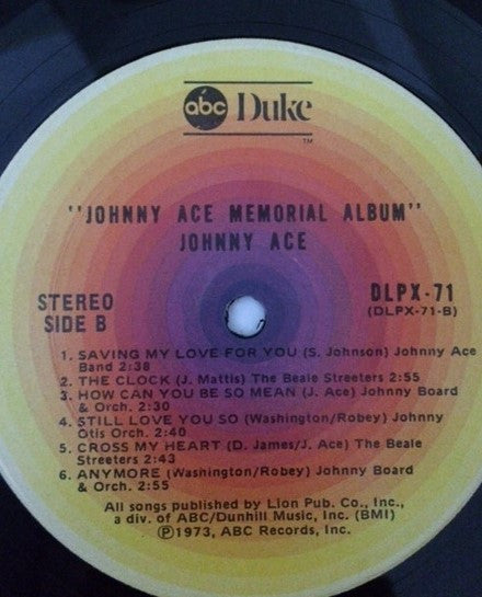 Johnny Ace : Memorial Album For Johnny Ace (LP, Comp, RE, Ter)