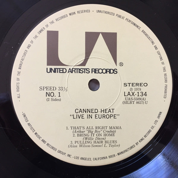 Canned Heat : '70 Concert: Recorded Live In Europe (LP, Gat)