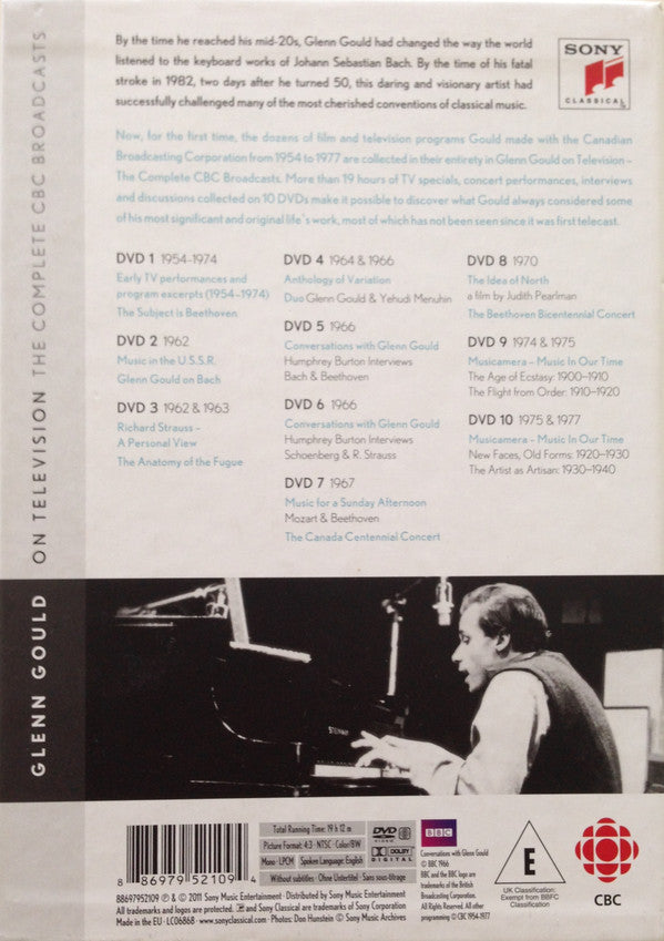 Glenn Gould : On Television - The Complete CBC Broadcasts 1954-1977 (Box, Comp + 10xDVD-V, Mono, RM, NTSC)