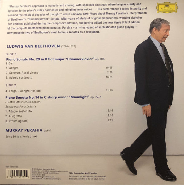 Ludwig van Beethoven, Murray Perahia : Piano Sonatas Op. 106 "Hammerklavier" & Op. 27/2 "Moonlight" (LP, Album)