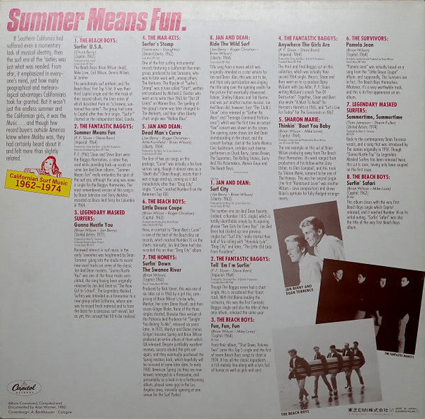 Various : California Surf Music 1962-1974 Summer Means Fun (LP, Comp, Promo)