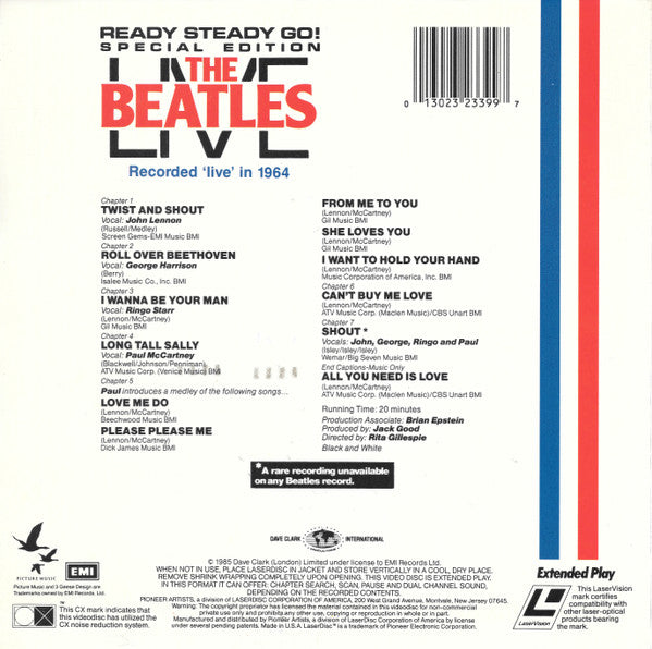 The Beatles : Ready Steady Go! Special Edition / The Beatles Live (Laserdisc, 8", S/Sided, RE, S/Edition, NTSC, CLV)