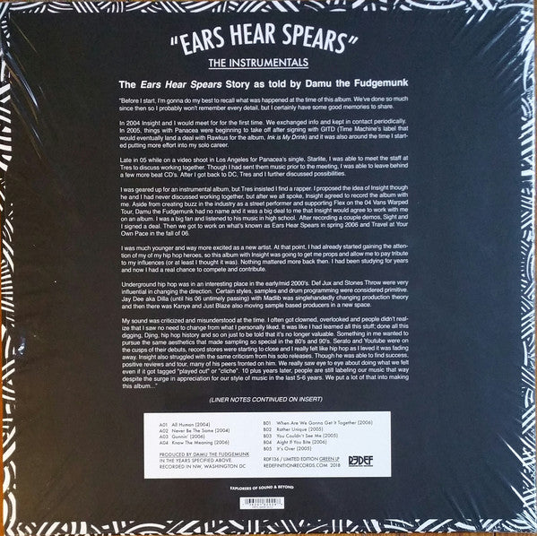 Damu The Fudgemunk : Ears Hear Spears - Instrumentals (LP, Album, Ltd, Gre)