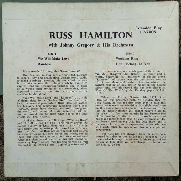 Russ Hamilton With John Gregory And His Orchestra : We Will Make Love (7", EP)