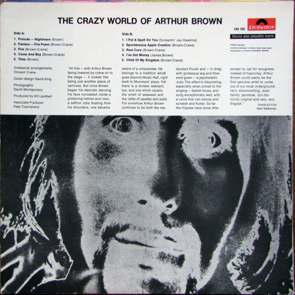 The Crazy World Of Arthur Brown : The Crazy World Of Arthur Brown (LP, Album)