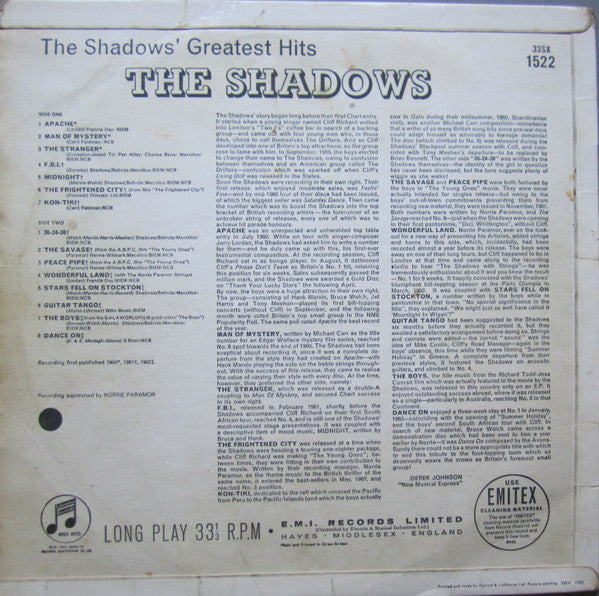 The Shadows : The Shadows' Greatest Hits (LP, Comp, Mono, RP)