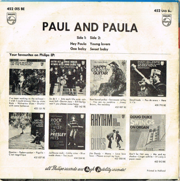Paul & Paula : Hey Paula / Gee Baby / Young Lovers / Sweet Baby (7", EP, Mono)
