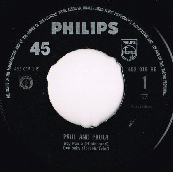 Paul & Paula : Hey Paula / Gee Baby / Young Lovers / Sweet Baby (7", EP, Mono)